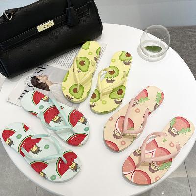 China Lovely Star Style Fruit Lady Pattern Home Slippers Flip Flops Breathable Outdoor Casual Slippers for sale