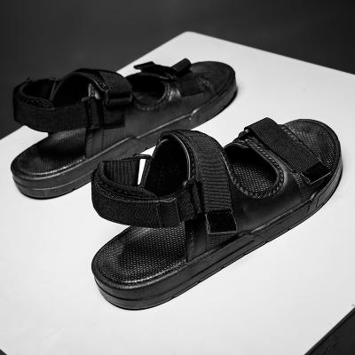 China Lightweight Summer Custom Logo Cheap Comfortable Slide Slippers Leather Leather Sports Mens Sandals for sale