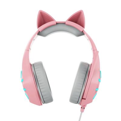 China Colorful Led Earphone Display Gaming Headset Folding Cat Ear Stereo Headphones Girls Gaming BT Headphones for sale