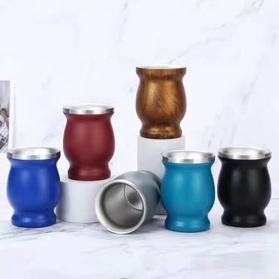 China 220ML/8OZ viable no minimum double wall stainless steel gourd yerba mate cup and bombilla set wholesale for sale