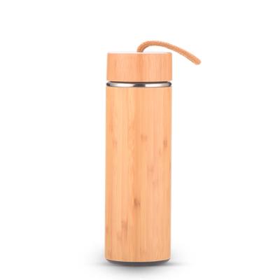 China Viable Water Bottle Stainless Steel Tea Infuser Fitted Wooden Vacuum Flask 300ml/450ml/550ml for sale