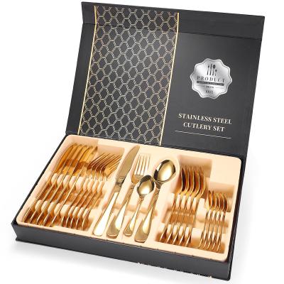 China Amazon Stainless Steel Viable Wholesale Kitchen 24 Pcs Set Four Part Knife Fork And Spoon Gift Box Set Head Cutlery for sale