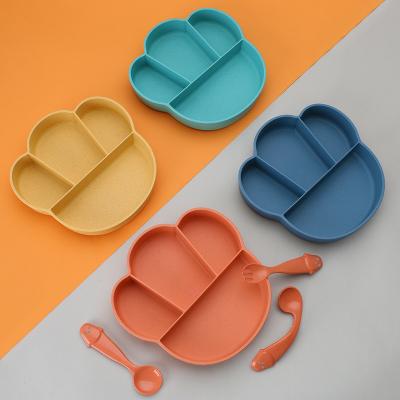 China Hot Selling Viable Child Amazon Food Grade BPA Free Non-Slip Feeding Bowl Rubber Dishes Set Divided Baby Food Dish Baby Suction Dish for sale