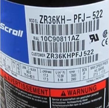 中国 1.24L 冷凍の Copeland スクロール圧縮機 R22 ZR36KH-TFD-522 3HP 販売のため