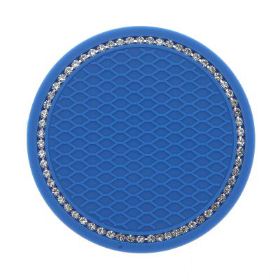 China Diamond Steering Custom Diamond-Studded Coaster Car-mounted Anti-Slip Mat Silicone Mat Car Interior OEM for sale