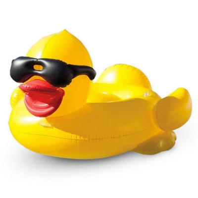 China Portable Inflatable Yellow Water Duck Swimming Ring Float Row Swimming Pool Air Bed Swimming Float Toys for sale