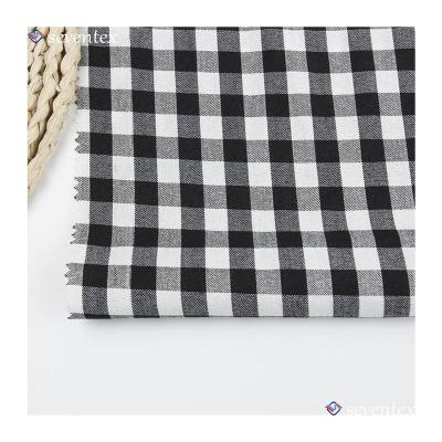 China 100% Polyester Flame Retardant Black And White Check Thousand Bird Check Yarn-Dyed Shirt Fabric School Uniform Fabric for sale