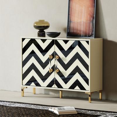 China Luxury Modern Zebra-stripe Storage Cabinet Style Buffet Table Cabinets Dining Room Furniture Sets Living Room Sideboard for sale