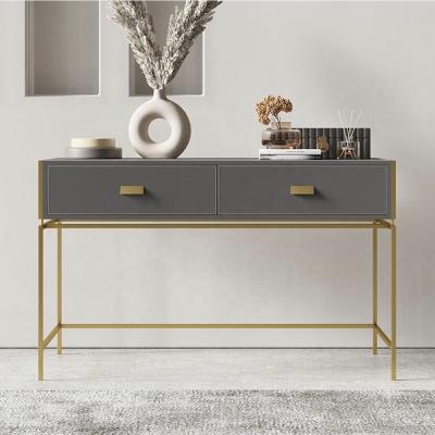 China Other Brake Modern Dressers 2 Drawers Gold Stainless Steel Legs Bedroom Furniture Designs Dressing Table Vanity Tables for sale