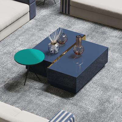 China Customizable luxury modern blue coffee table sets decoration tea table living room furniture designs for sale