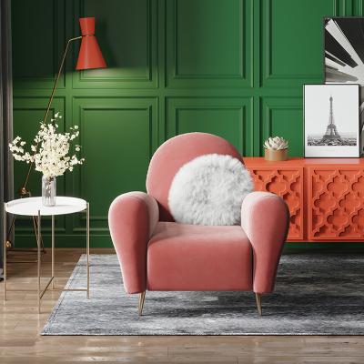 China Modular luxury modern custom made velvet living room chairs single leisure sofa for relaxing cheap chair furniture home villa pink for sale