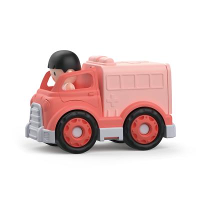 China Mini Sliding Plastic Ambulance HC548903 65.5x33x83cm Cartoon Ambulance Truck Model Toys Toddler Toy for sale