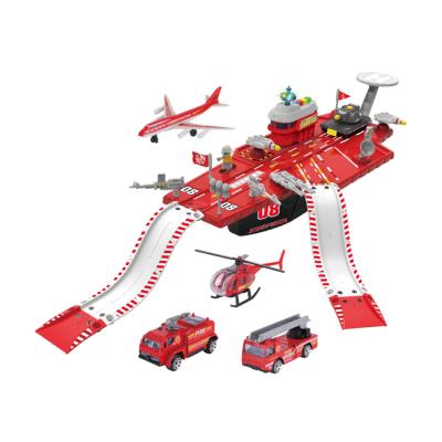 China DIY Mini Fire Simulation Toy Kids Slot Aircraft Carrier Ejection Orbit Track Set Toys Metal Car HC548972 for sale