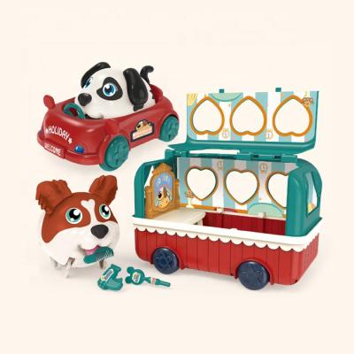 China Mini Car Dog Station Cart Set Toys Voice Induction Dog Toy To Pretend Pet Feeding Toy HC551218 92.5x35.5x73cm for sale