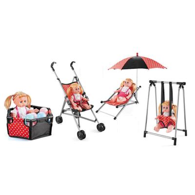 China ABS Baby Play House Toy 5 in 1 Plastic Doll Stroller Set with 14 Inch Doll HC469708 for sale