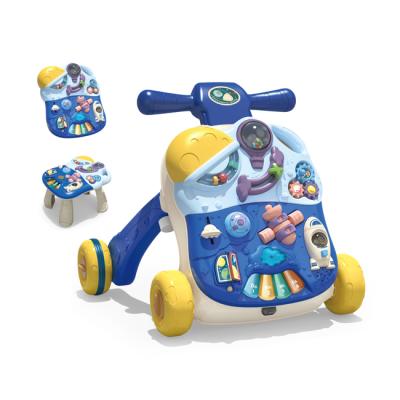 China Plastic 3 in 1 Educational Music Panel Hand Push Learning Baby Walkers Stroller Walking Toy HC546678 for sale