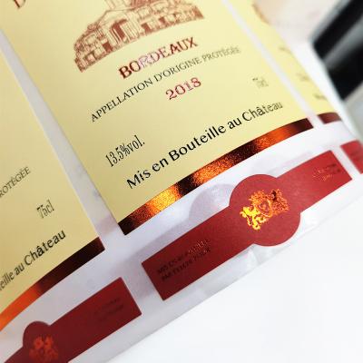 China Scratch Off Customized Red BORDEAUX Label Lucky Label Two Piece Whiskey Label Set Manufacturer Factory Made for sale