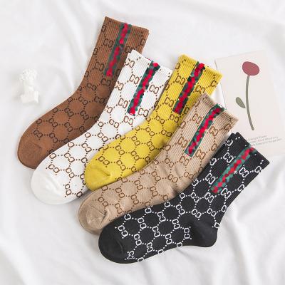 China New Cotton Sports Luxury Women's Double G Socks Custom Crew G Socks Designer Socks Famous Brand for sale