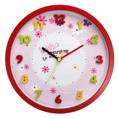 China Cartoon Radio Digital Stereoscopic Fancy Decorative 3D Number Wall Clock Plastic Children's Wall Clock For Children for sale