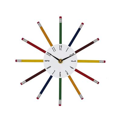 China Colorful Creative 3D Art Wall Clocks Wholesale From China Antique Style Pen Wall Clock for sale