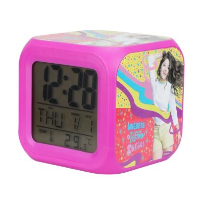 China Wholesale Funny Glow LED 7 Color Changing Digital Cube Alarm Clock For Kids for sale