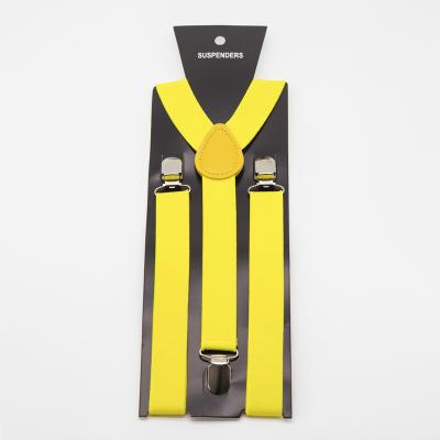 China Basic Y-Back AK029 Light Yellow Basic style Adjustable Elasticated Polyester Unisex Adult Y Shape Clip-on Men's Suspenders for sale