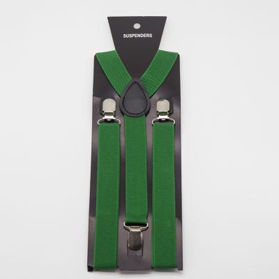 China Basic Y-Back AK031 Grass Green Basic style Adjustable Elasticated Polyester Unisex Adult Y Shape Clip-on Men's Suspenders for sale