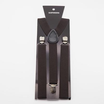 China Basic Y-Back AK034 Dark Brown Basic style Adjustable Elasticated Polyester Unisex Adult Y Shape Clip-on Men's Suspenders for sale