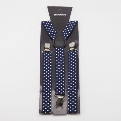 China Y-Back AK067 Navy Blue Elastic 3 Clip Dotted Brace Unisex Party Dot Pattern Suspenders for Men Shirt Women Adult for sale