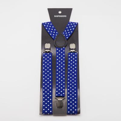 China Y-Back AK071 Blue Elastic 3 Clip Dotted Brace Unisex Party Dot Pattern Suspenders for Men Shirt Women Adult for sale