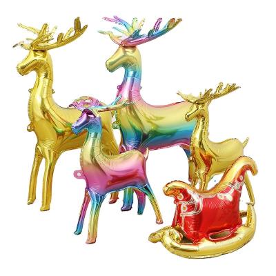 China AIMI Party Balloons 4D Balloon Christmas Popular Walking Animal Elk Sleigh Set Stand for Winter Christmas Party Decorations Foil Balloon for sale