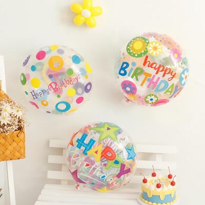 China AIMI Party Balloons Popular 18 Inch Round Shape Cartoon Happy Birthday Balloon DIY Party Decoration Transparent Foil Balloon for sale