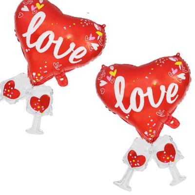 China AIMI Party Balloons I Love You Valentine's Day Popular Birthday Glass Wine Heart Letter Foil Balloons for sale