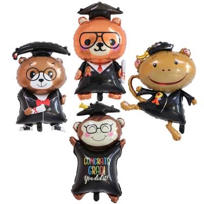 China Popular AIMI Party Balloons Graduation Season Dr. Bear Monkey Balloons Cartoon Character Shape Graduation Celebration Party Foil Balloon for sale