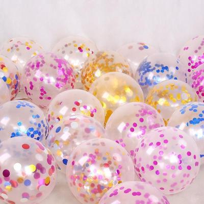 China Popular AIMI Party balloon 12 inch clear round latex sequin confetti balloons wedding birthday valentines day party decoration for sale