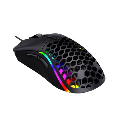 China New Multifunctional Computer Esports RGB Light Hole Gaming Mouse Breathing Light Creative Cable Mouse for sale