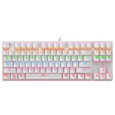 China 7 Colors Glow Props Backlit Gaming RGB Led Computer Gaming Usb Wired Axis 87 Waterproof RGB Keys Cheap Mechanical Green K7 Keyboard OEM for sale