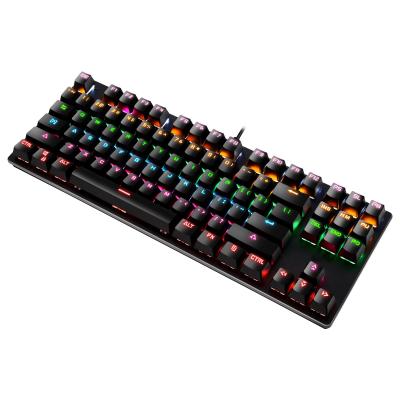 China 7 Colors Glow Usb Wired Waterproof Gamer Dedicated Keys K7 87 Axis Green Mechanical Gaming Keyboard for sale