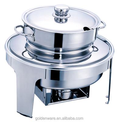 China Restaurnts Guangzhou 10L 201# Stainless Steel Restaurant Cylinder Desktop Chafing Dish Buffet Food Warmer for sale