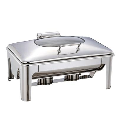 China Roll top cover ware Hotel SS 201# stainless steel buffet gold electric food warmer for supply for sale