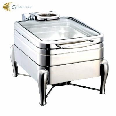 China Stainless Steel Glass Ware 4L Lid Gold Chafing Dish for sale