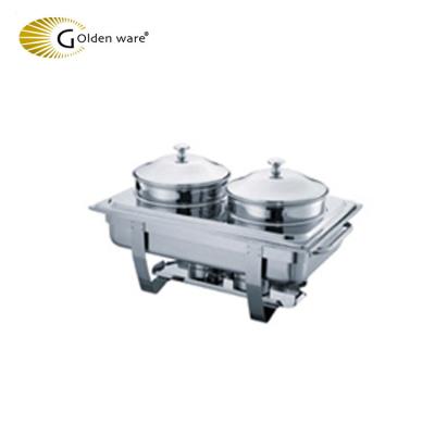 China Golden Ware GW-638 2X4.5L Stainless Steel Hospitality Wholesales Hotel Supplies Chafing Dishes for sale