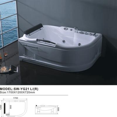 China 170x120x72cm Eco-friendly Rectangle Freestanding Custom Whirlpool Massage Bathtub for sale