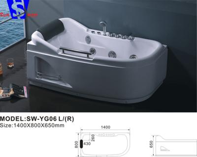 China 170x85x70 Cm ABS Eco - Friendly Indoor Whirlpool Massage Tub Freestanding Bathtub for sale