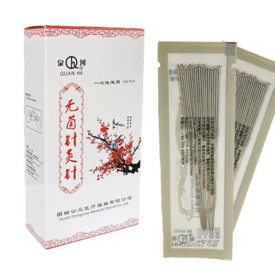 China Body QUAN IL Wholesale Disposable Sterile For Single Use Chinese Painless Dry Needle 500 Pcs Stainless Steel Handle With Loop for sale