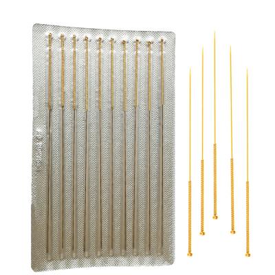 China Full Gold Plated Disposable Sterile Individually Wrapped Aluminum Foil Gold Plated Acupuncture Needles For Single Use 100pcs/box for sale