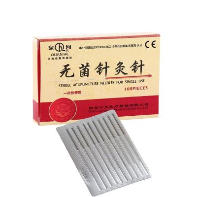 China Wholesale Chinese Factory Price Body QUANHE 100pcs Sterile Disposable Acupuncture Needles Stainless Steel Handle Without Loop for sale