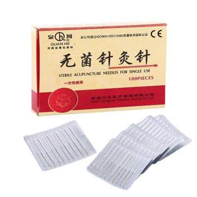 China Wholesale Chinese Factory Price Body QUANHE 100pcs Sterile Disposable Acupuncture Needles Stainless Steel Handle With Loop for sale