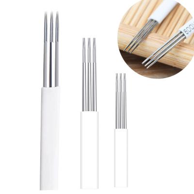 China YUANS NIAN Microblading Blade Eyebrow 3P Needles Stainless Steel Permanent Manual Eyebrow Tattoo Needle For Semi Permanent Makeup for sale