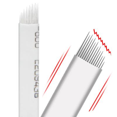 China YUANNIAN Stainless Steel Permanent High-Low Serrated Tattoo Needles For Eyebrow Embroidery Micorblading Tattoo DIY Tool With White Wrap for sale